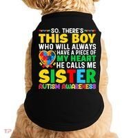 Autism Awareness Support Autistic Brother By Sister Doggie Tank thumb 0