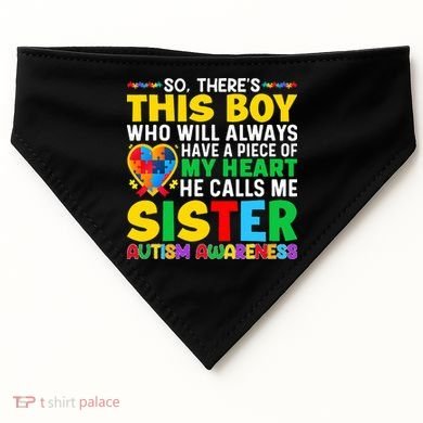 Autism Awareness Support Autistic Brother By Sister USA-Made Doggie Bandana