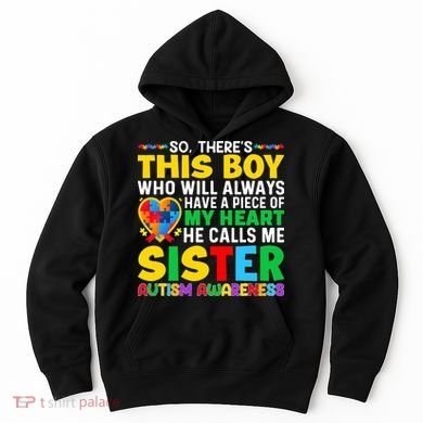Autism Awareness Support Autistic Brother By Sister Hoodie