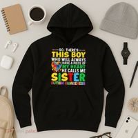 Autism Awareness Support Autistic Brother By Sister Hoodie thumb 3
