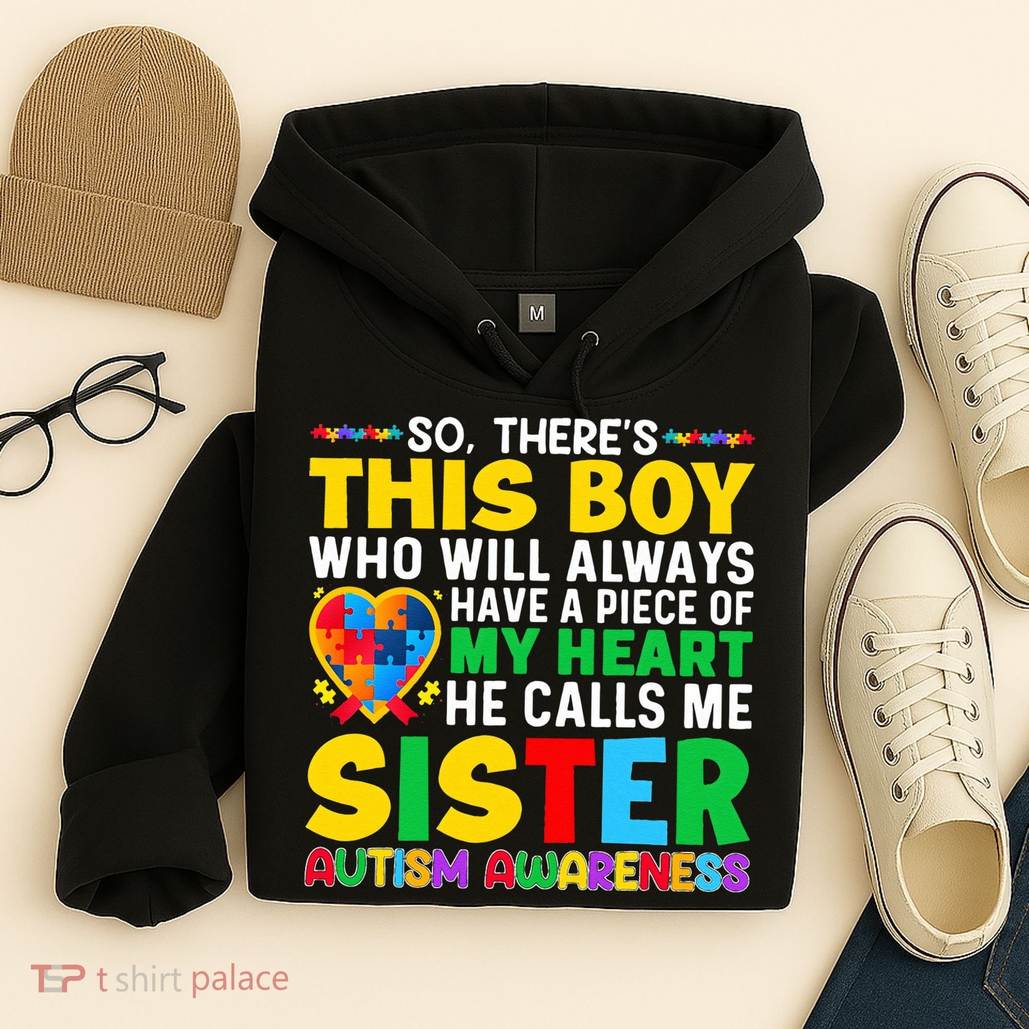 Autism Awareness Support Autistic Brother By Sister Hoodie