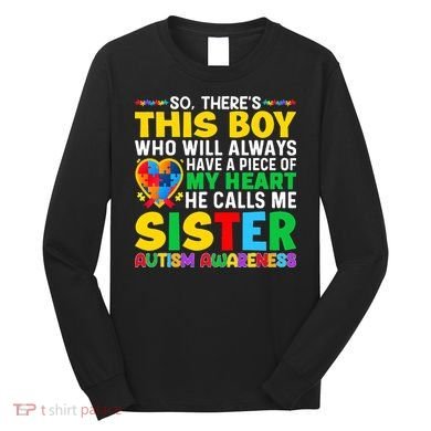 Autism Awareness Support Autistic Brother By Sister Long Sleeve Shirt