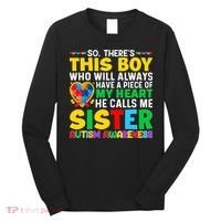 Autism Awareness Support Autistic Brother By Sister Long Sleeve Shirt thumb 0