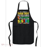 Autism Awareness Support Autistic Brother By Sister Apron thumb 0