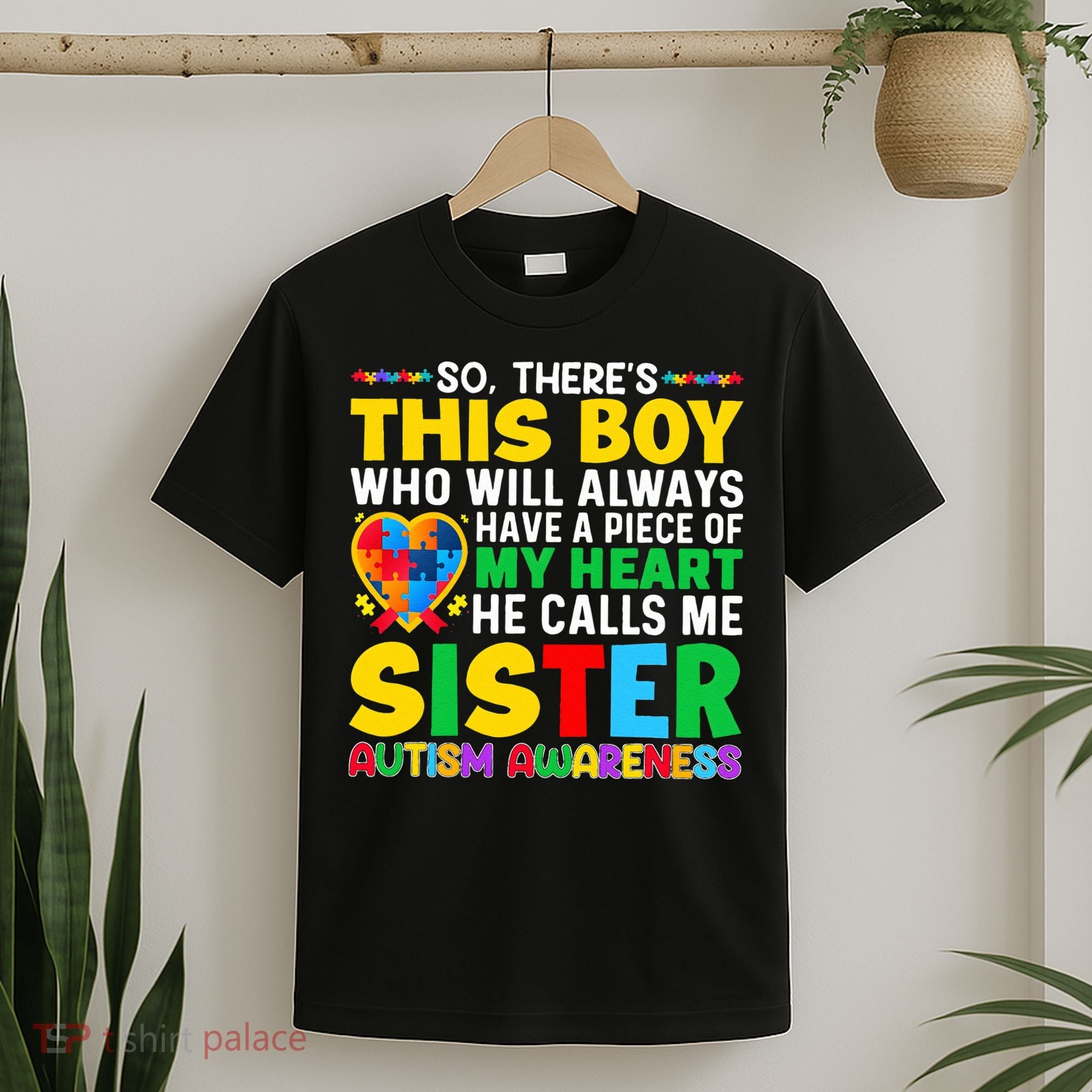 Autism Awareness Support Autistic Brother By Sister T-Shirt