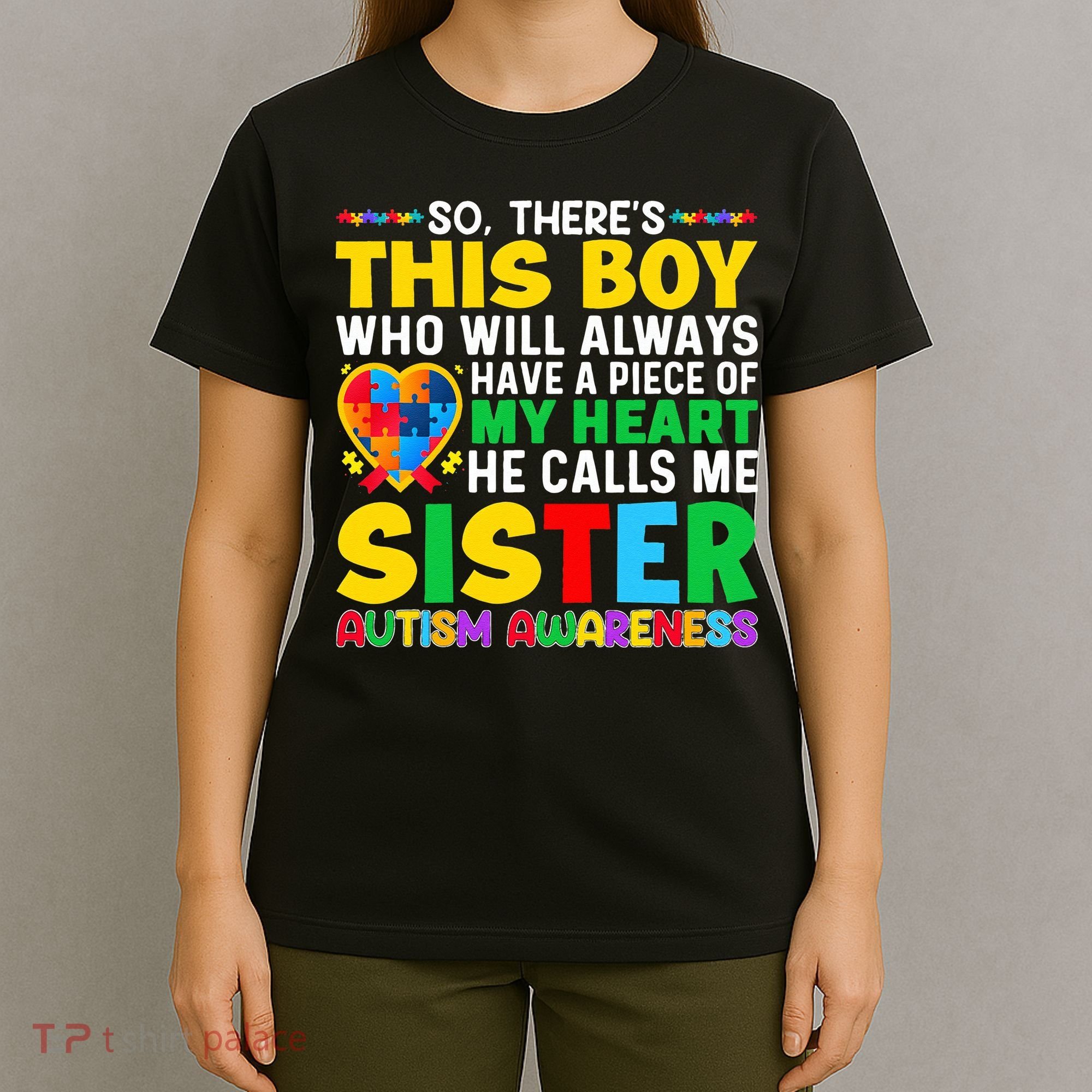 Autism Awareness Support Autistic Brother By Sister T-Shirt