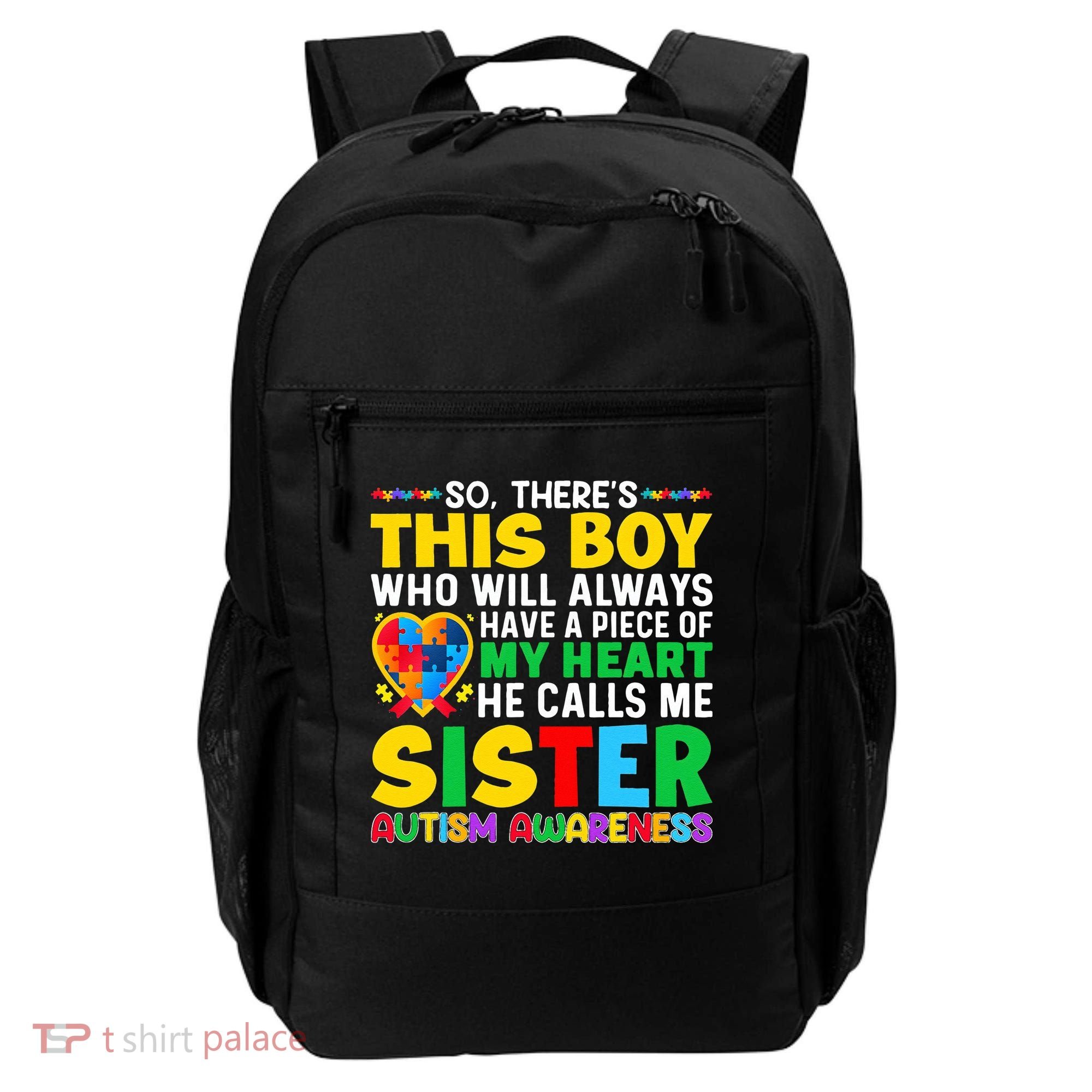 Autism Awareness Support Autistic Brother By Sister Backpack