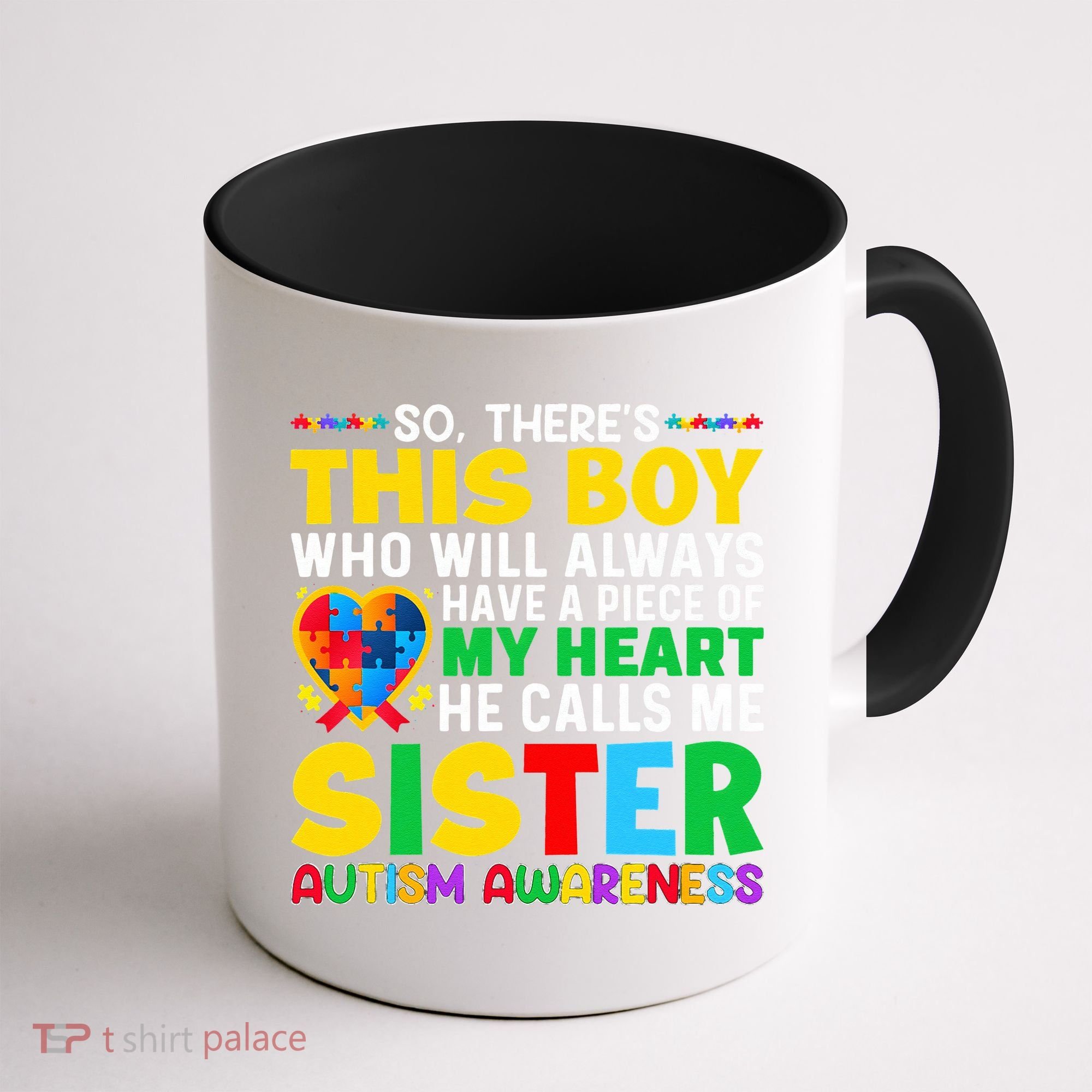 Autism Awareness Support Autistic Brother By Sister Coffee Mug