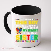 Autism Awareness Support Autistic Brother By Sister Coffee Mug thumb 0