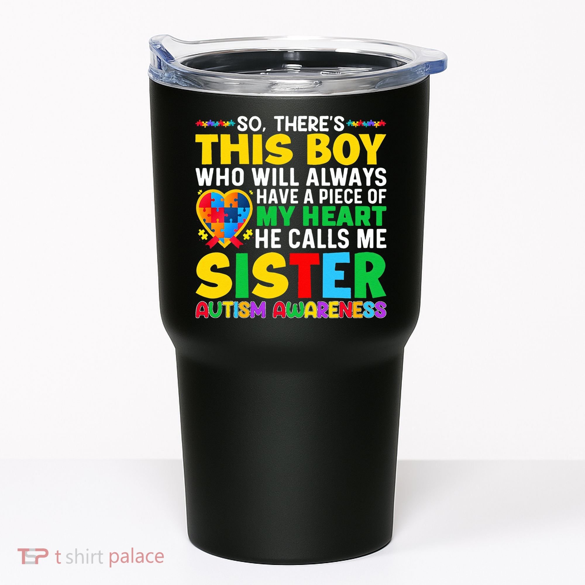 Autism Awareness Support Autistic Brother By Sister Tumbler
