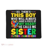 Autism Awareness Support Autistic Brother By Sister Mousepad thumb 0