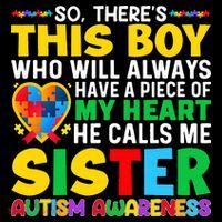 Autism Awareness Support Autistic Brother By Sister Mousepad thumb 1