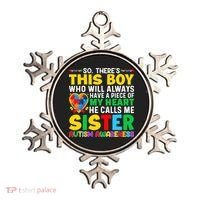 Autism Awareness Support Autistic Brother By Sister Ornament thumb 0