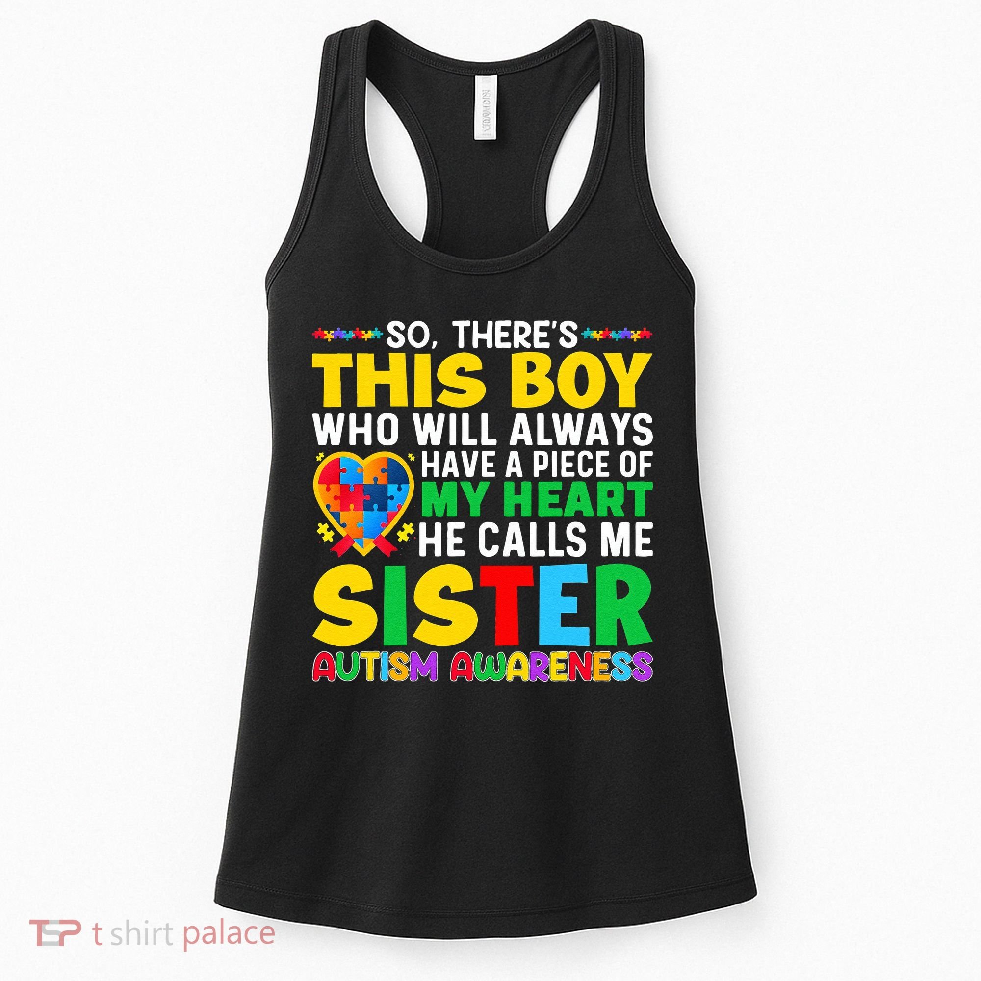 Autism Awareness Support Autistic Brother By Sister Women's Tank Top