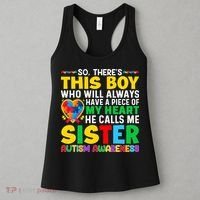 Autism Awareness Support Autistic Brother By Sister Women's Tank Top thumb 3