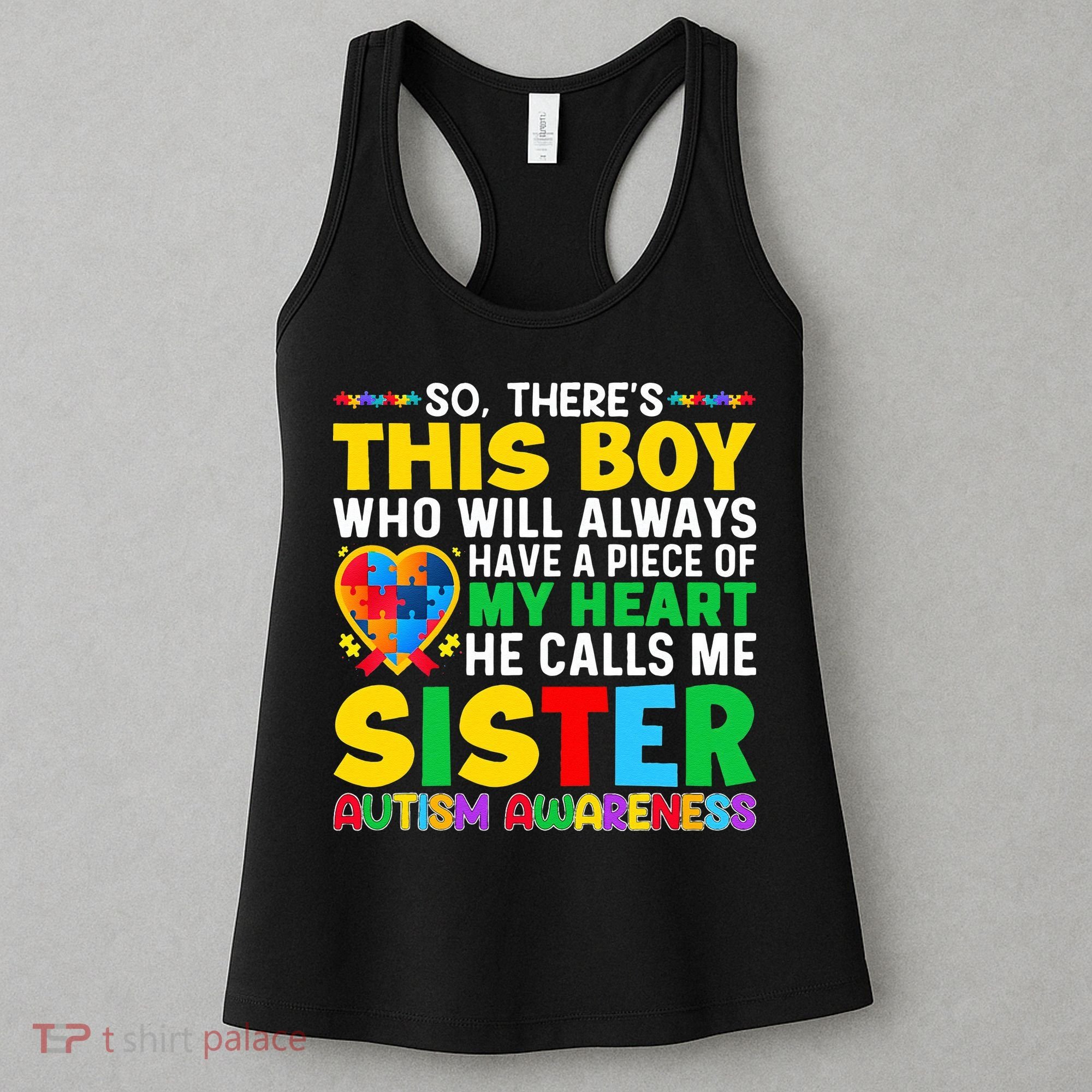 Autism Awareness Support Autistic Brother By Sister Women's Tank Top