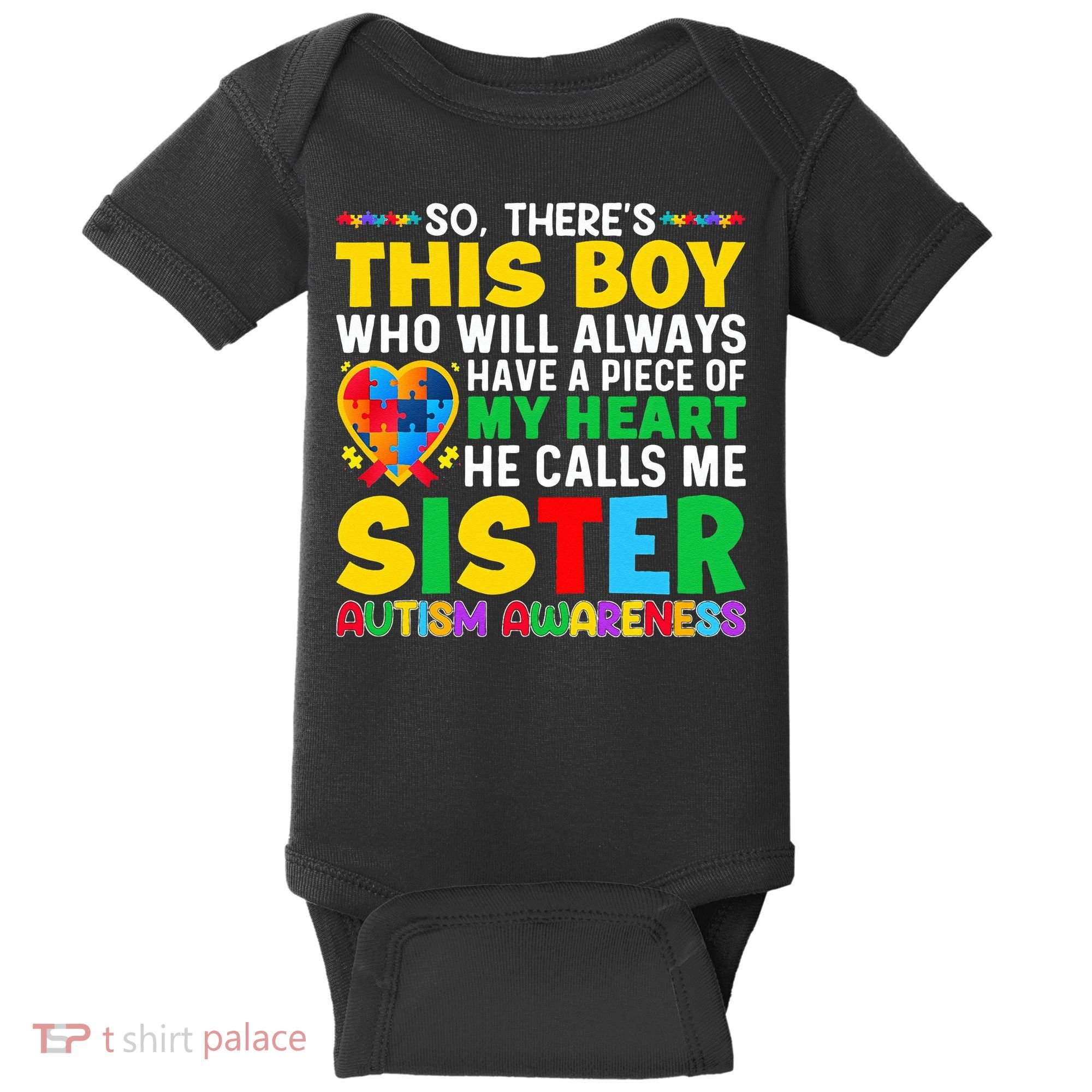Autism Awareness Support Autistic Brother By Sister Baby Bodysuit