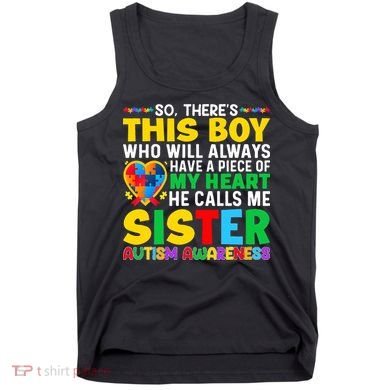 Autism Awareness Support Autistic Brother By Sister Tank Top