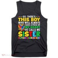 Autism Awareness Support Autistic Brother By Sister Tank Top thumb 0
