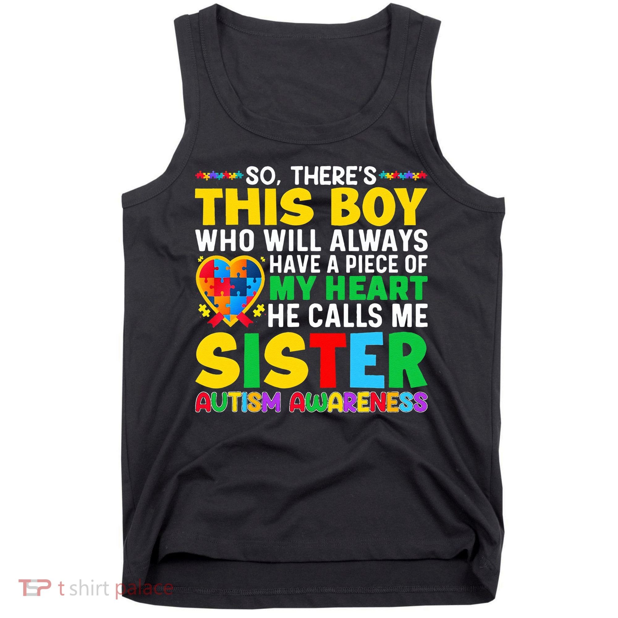 Autism Awareness Support Autistic Brother By Sister Tank Top