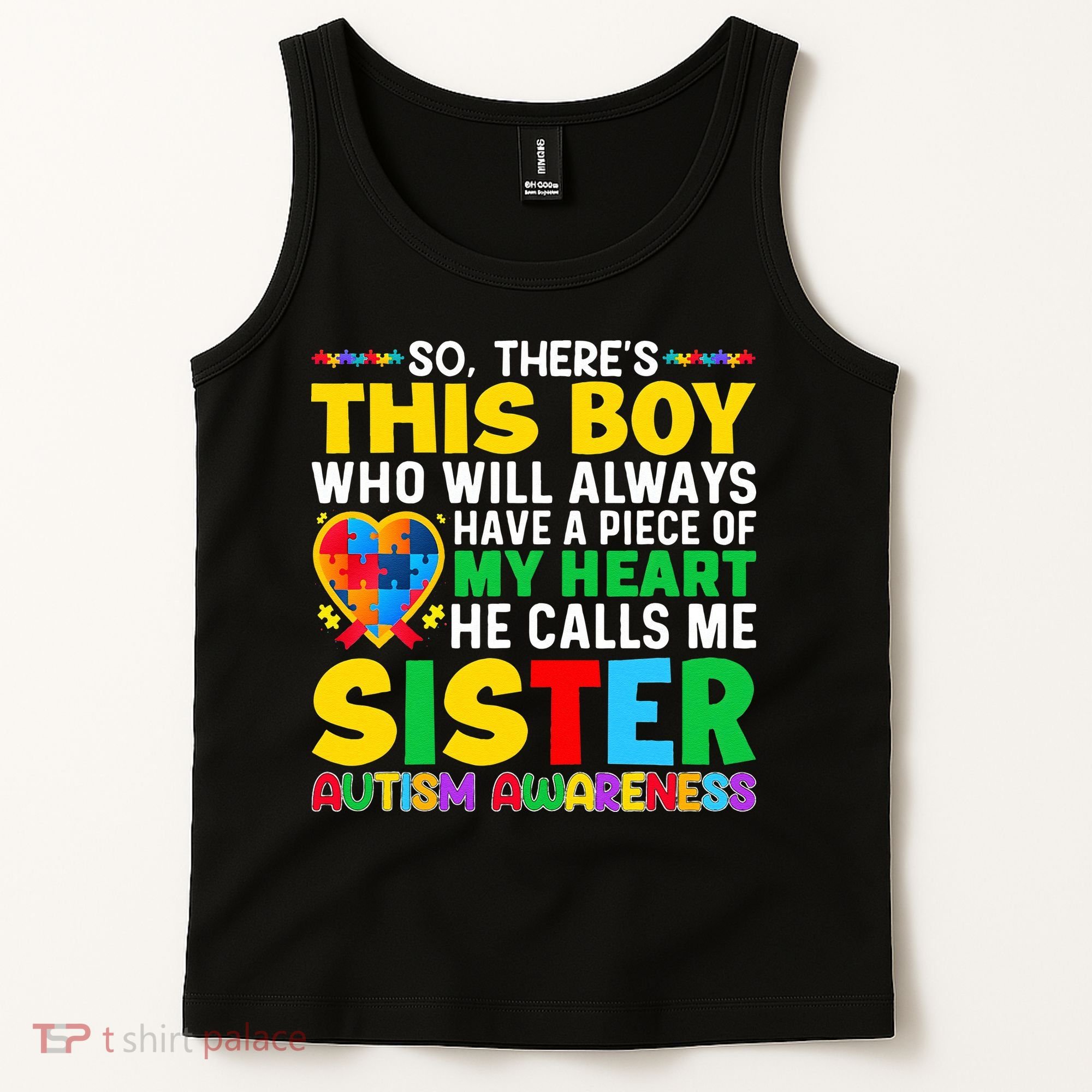 Autism Awareness Support Autistic Brother By Sister Tank Top