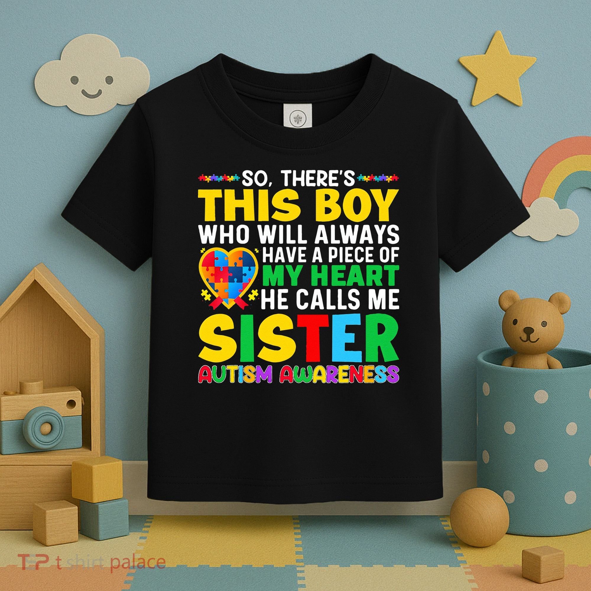 Autism Awareness Support Autistic Brother By Sister Toddler T-Shirt
