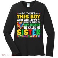 Autism Awareness Support Autistic Brother By Sister Women's Long Sleeve Shirt thumb 0