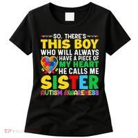 Autism Awareness Support Autistic Brother By Sister Women's T-Shirt thumb 0