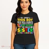 Autism Awareness Support Autistic Brother By Sister Women's T-Shirt thumb 4