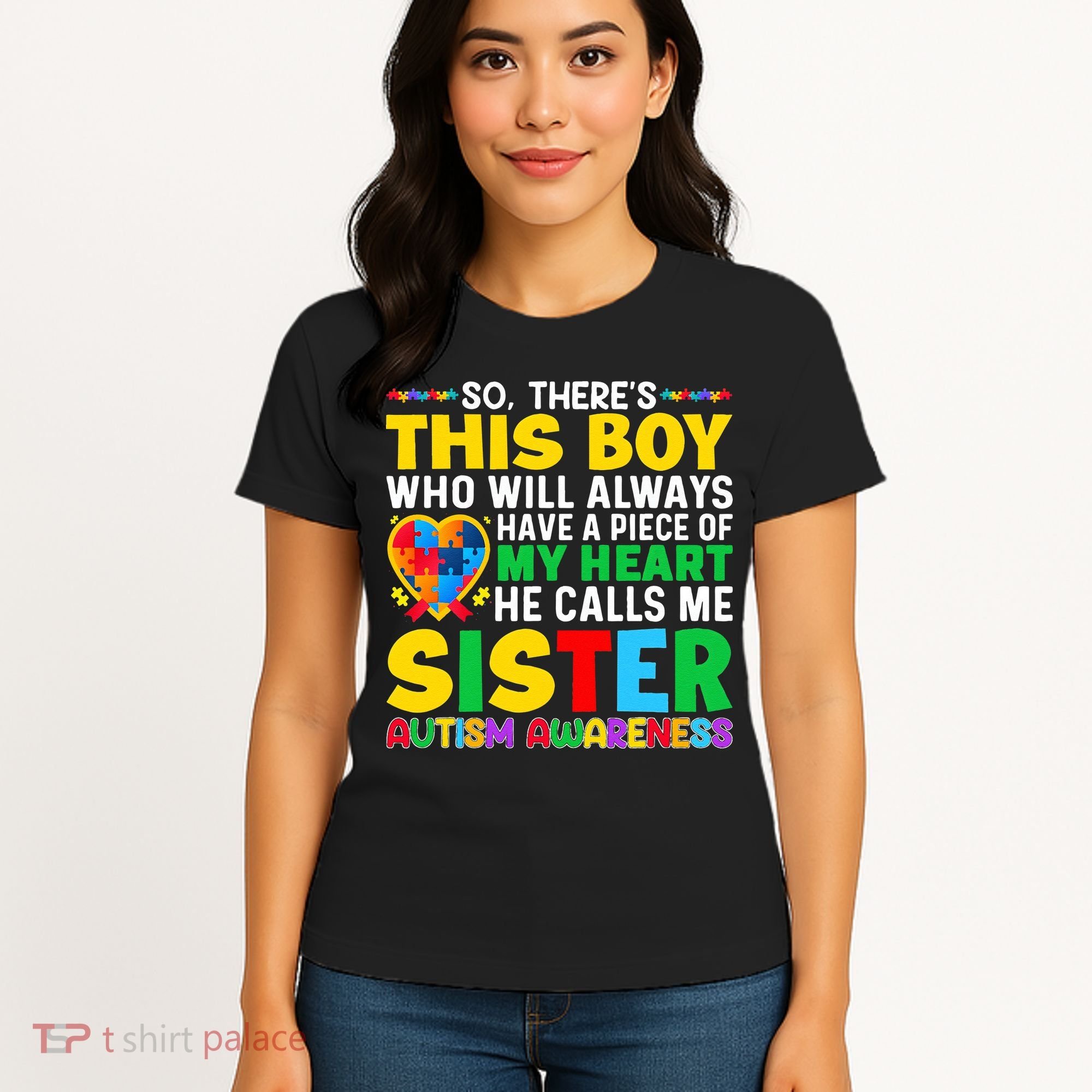 Autism Awareness Support Autistic Brother By Sister Women's T-Shirt