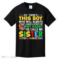 Autism Awareness Support Autistic Brother By Sister Kids T-Shirt thumb 0