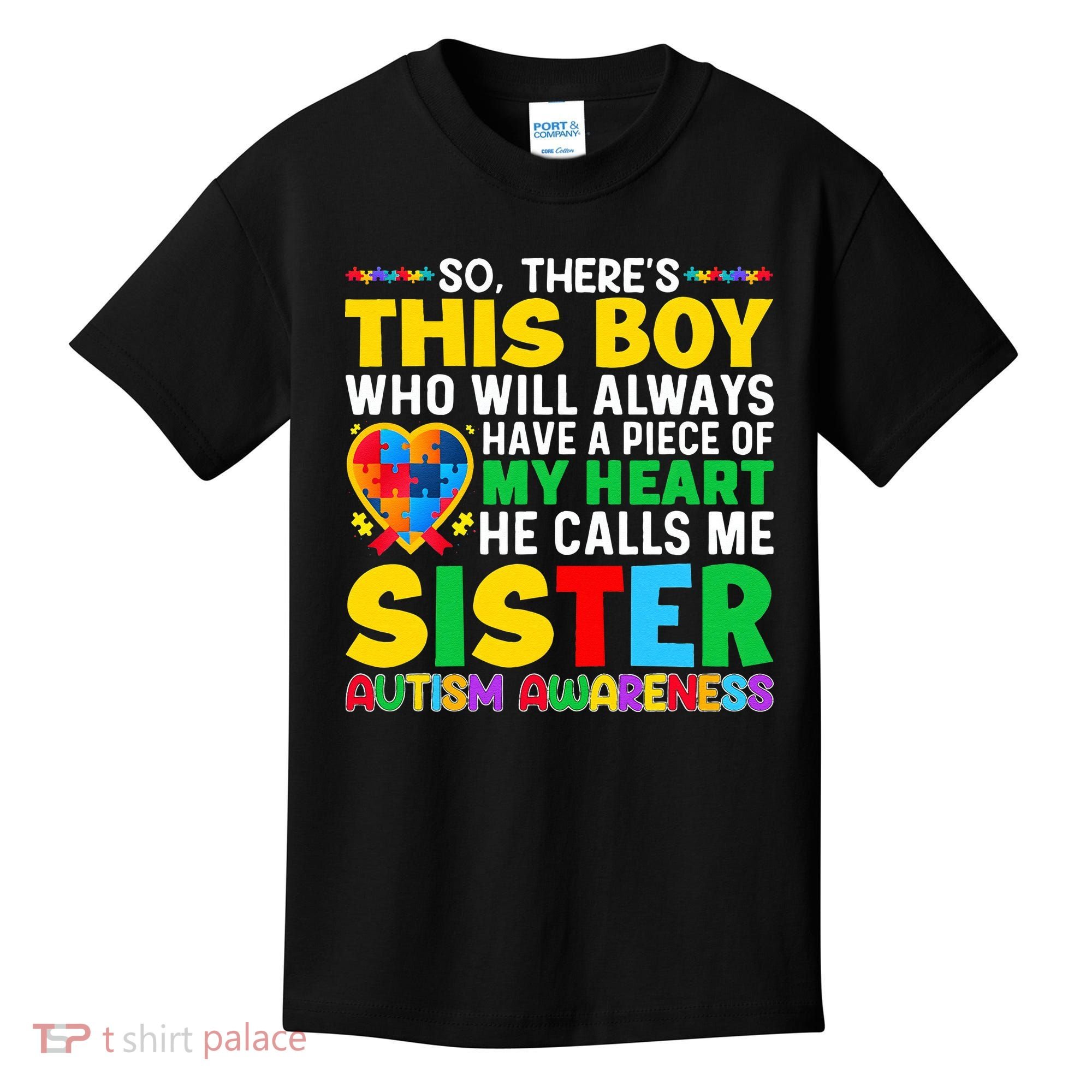 Autism Awareness Support Autistic Brother By Sister Kids T-Shirt