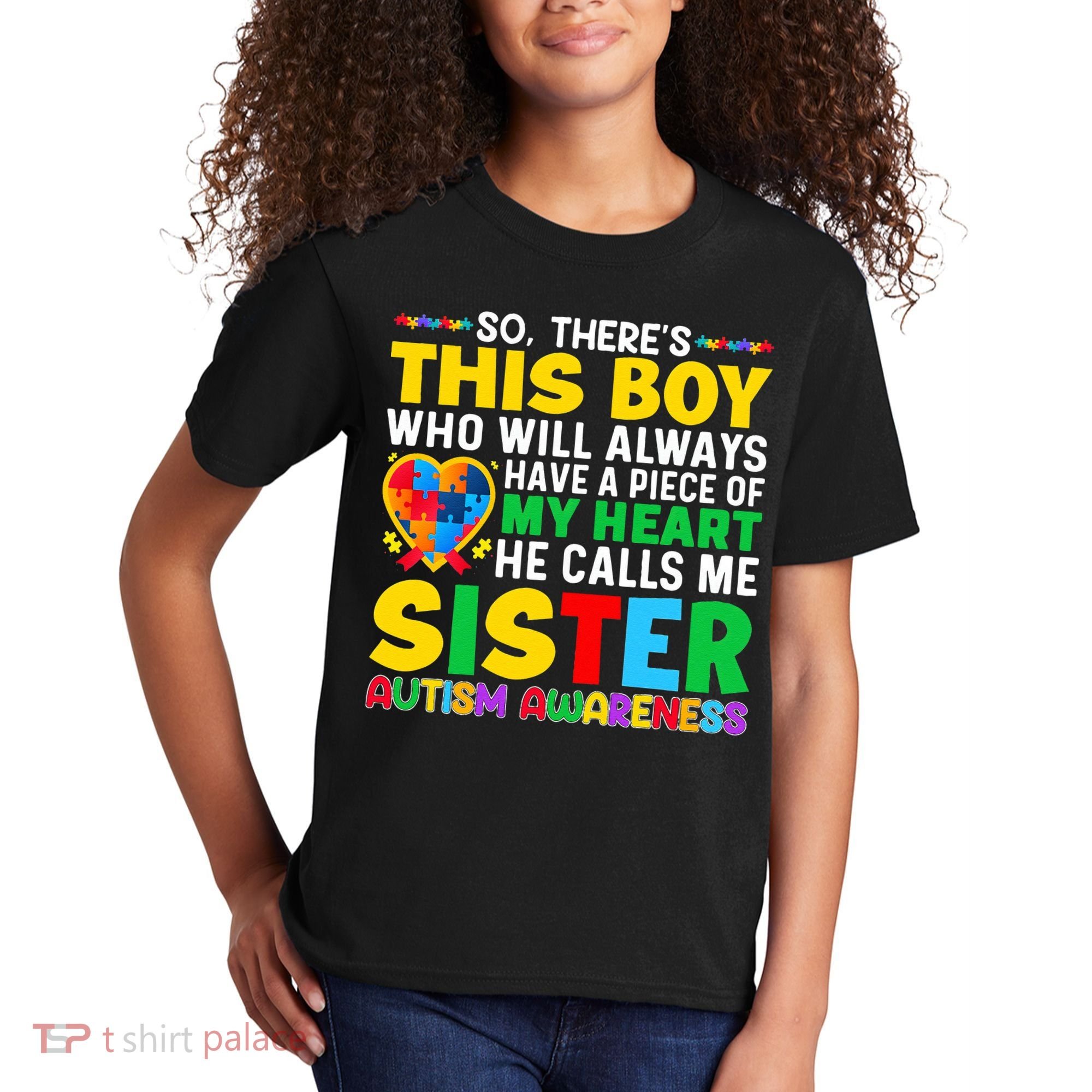 Autism Awareness Support Autistic Brother By Sister Kids T-Shirt