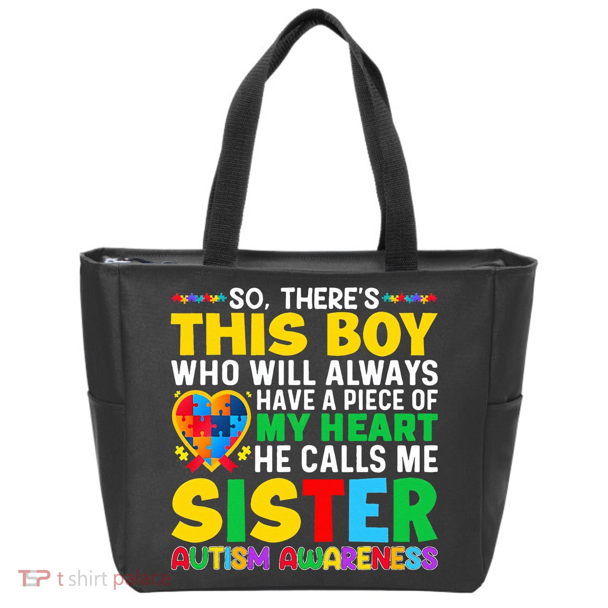 Autism Awareness Support Autistic Brother By Sister Tote Bag