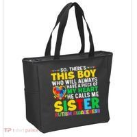 Autism Awareness Support Autistic Brother By Sister Tote Bag thumb 2