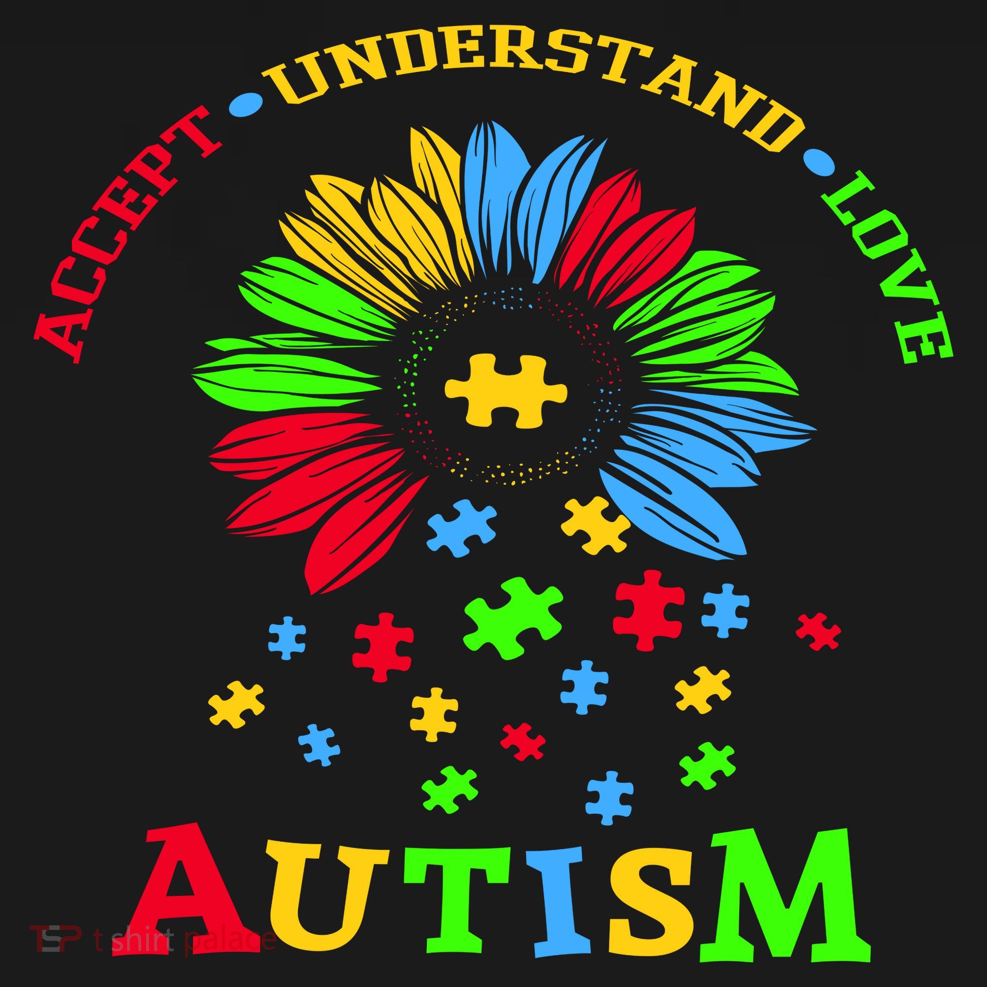 Autism Awareness Sunflower Puzzle Accept Understand Love Backpack