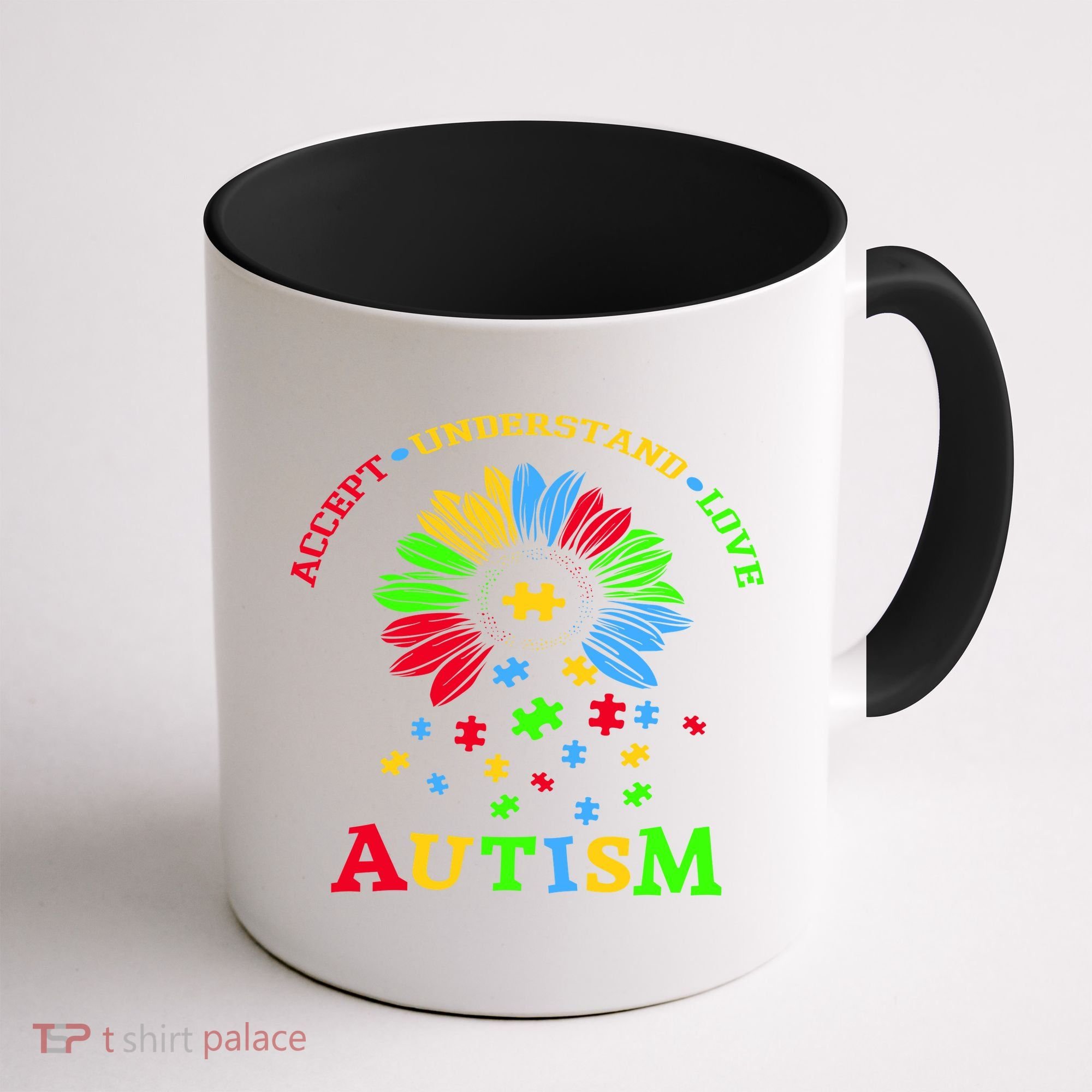 Autism Awareness Sunflower Puzzle Accept Understand Love Coffee Mug