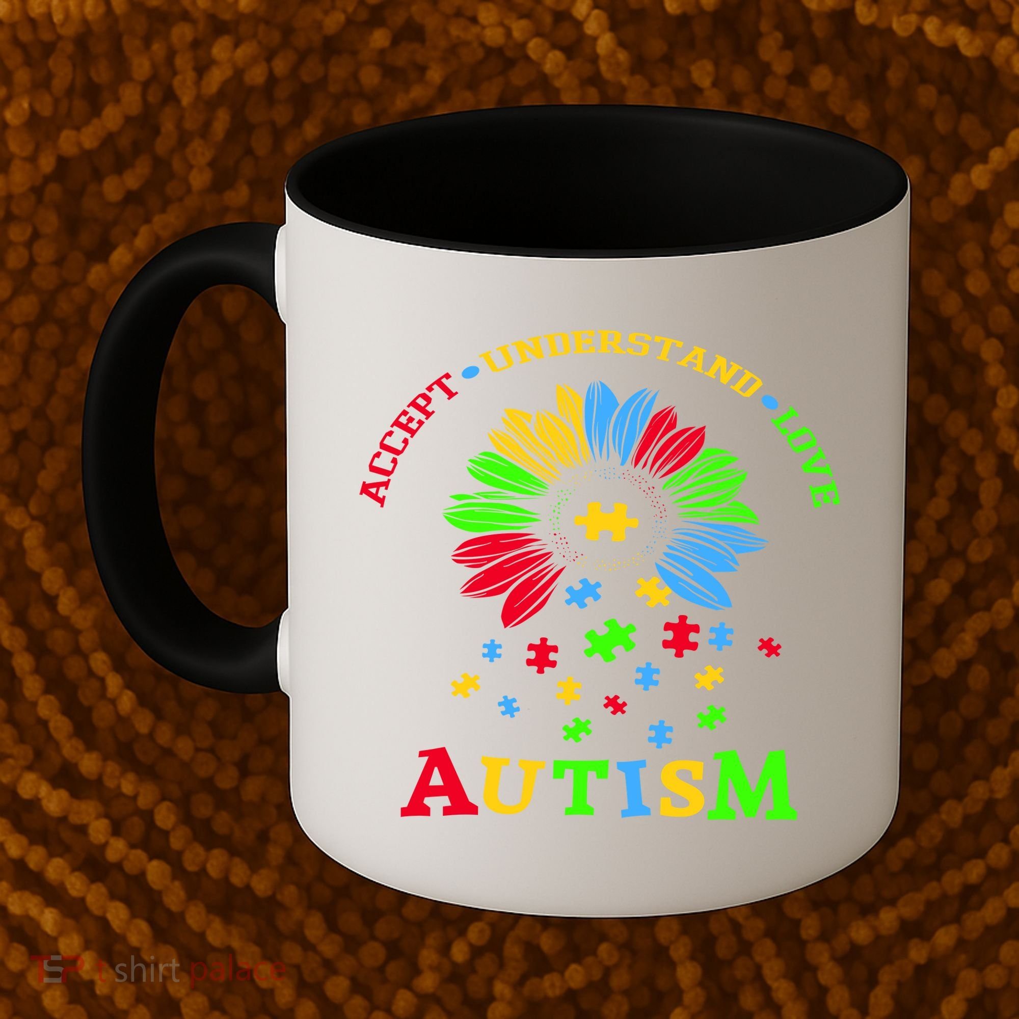 Autism Awareness Sunflower Puzzle Accept Understand Love Coffee Mug