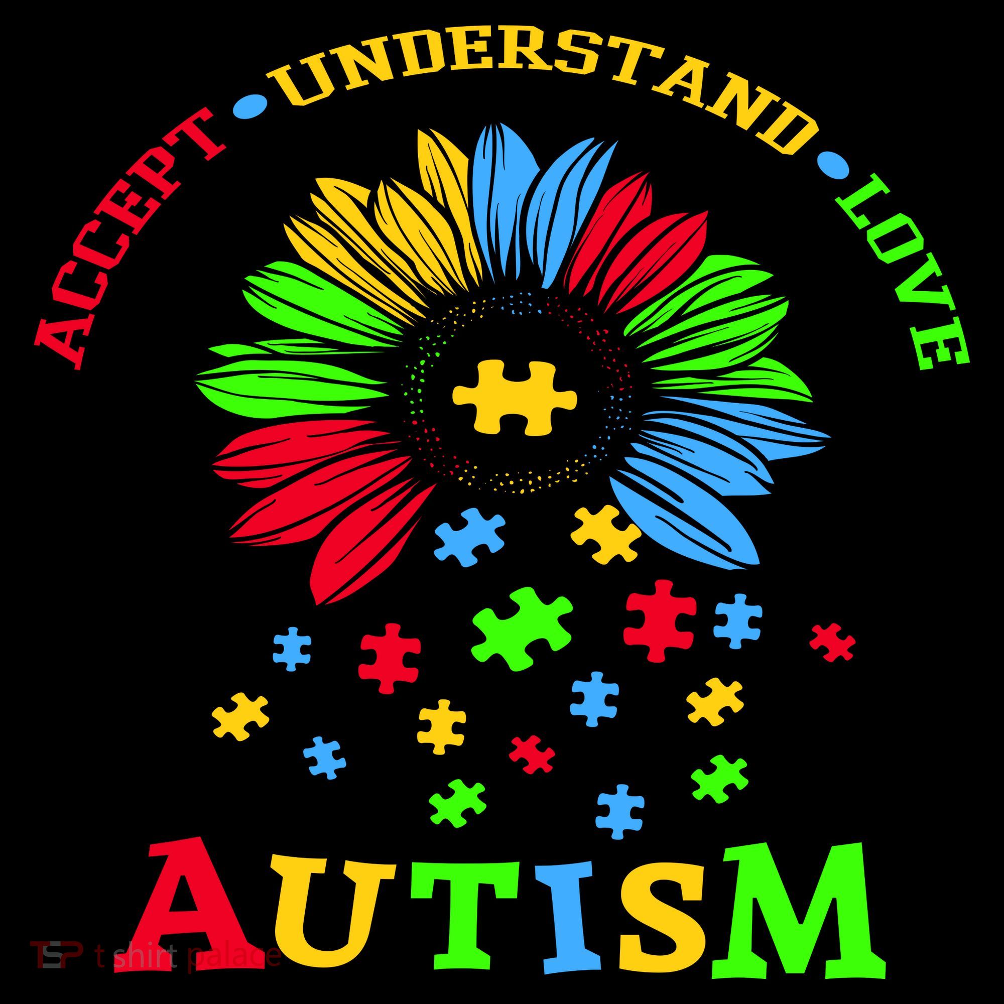Autism Awareness Sunflower Puzzle Accept Understand Love Coffee Mug