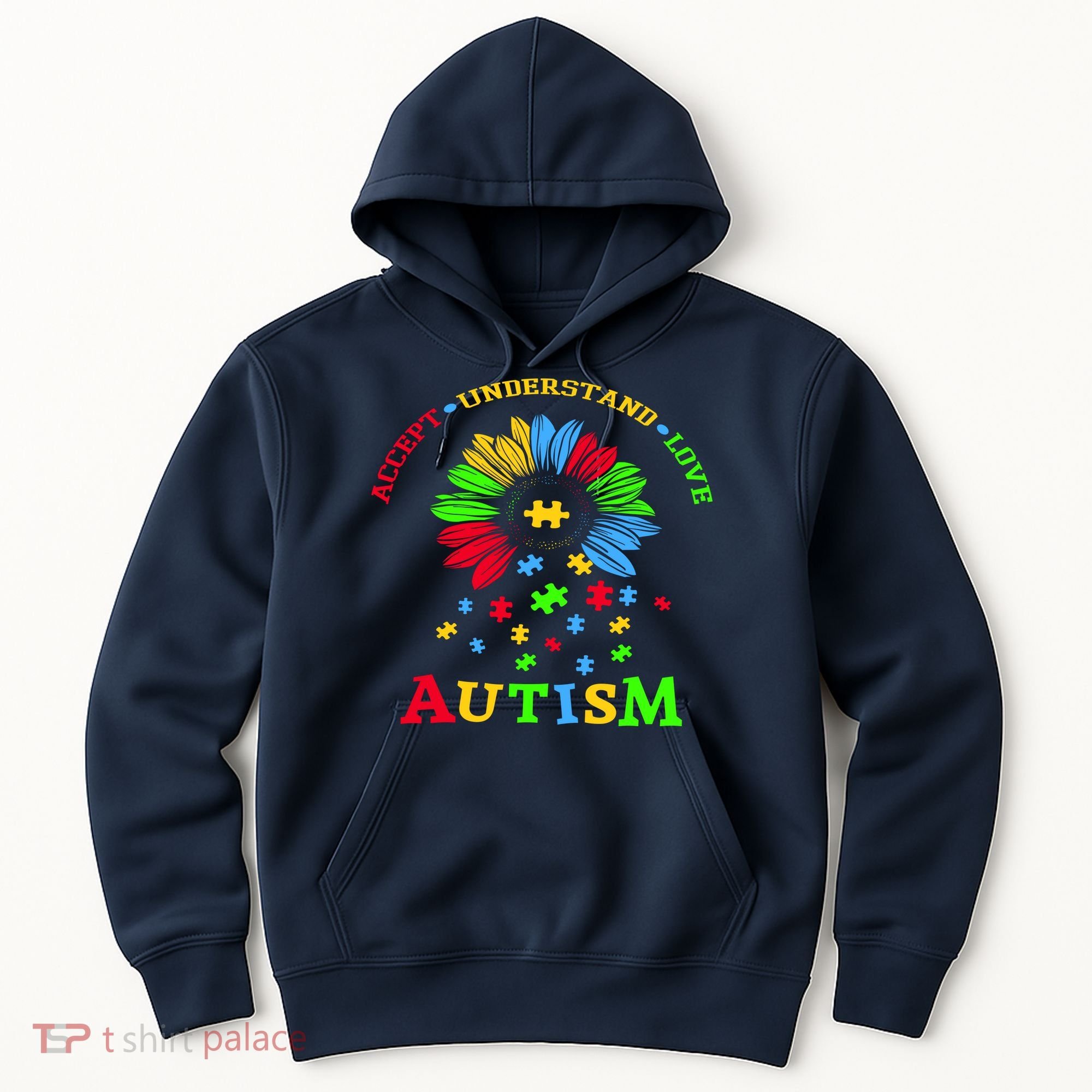 Autism Awareness Sunflower Puzzle Accept Understand Love Hoodie