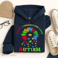 Autism Awareness Sunflower Puzzle Accept Understand Love Hoodie thumb 4