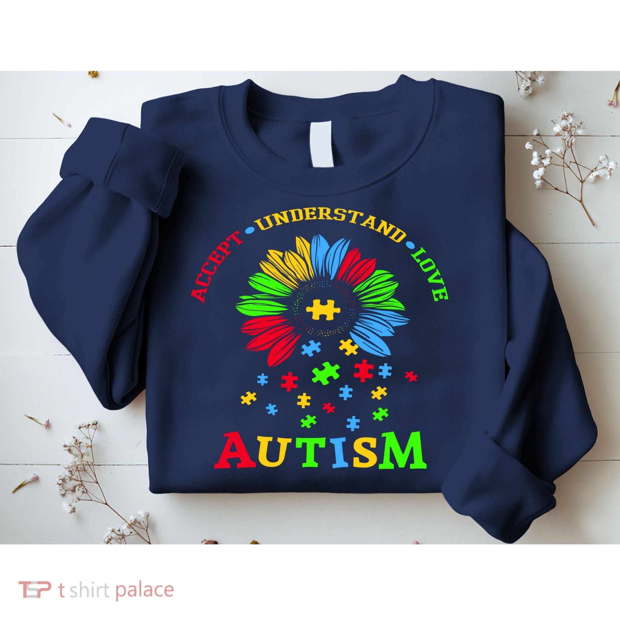 Autism Awareness Sunflower Puzzle Accept Understand Love Sweatshirt