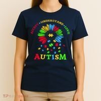 Autism Awareness Sunflower Puzzle Accept Understand Love T-Shirt thumb 4