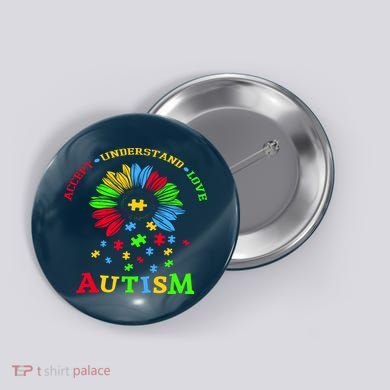 Autism Awareness Sunflower Puzzle Accept Understand Love Button