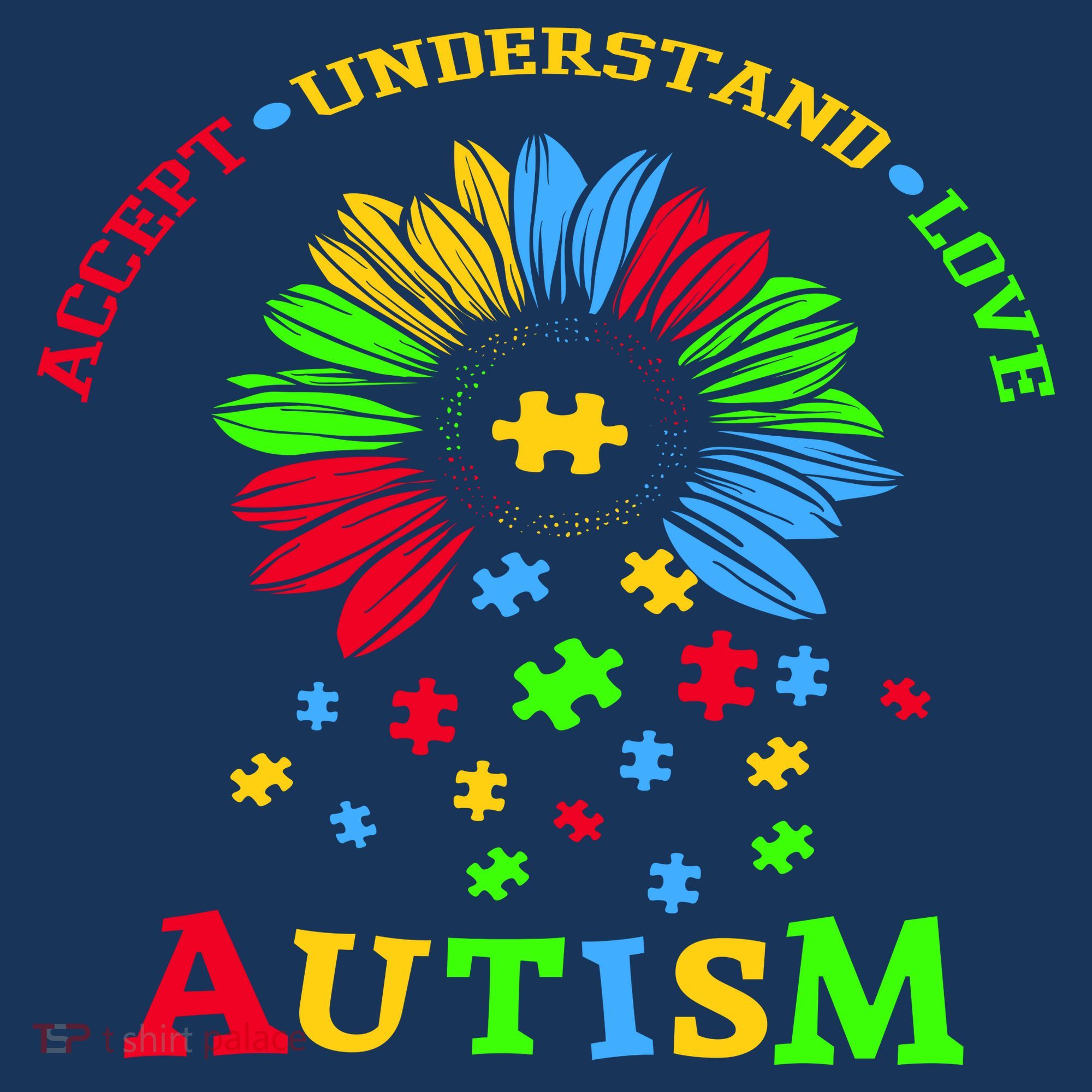 Autism Awareness Sunflower Puzzle Accept Understand Love Coaster