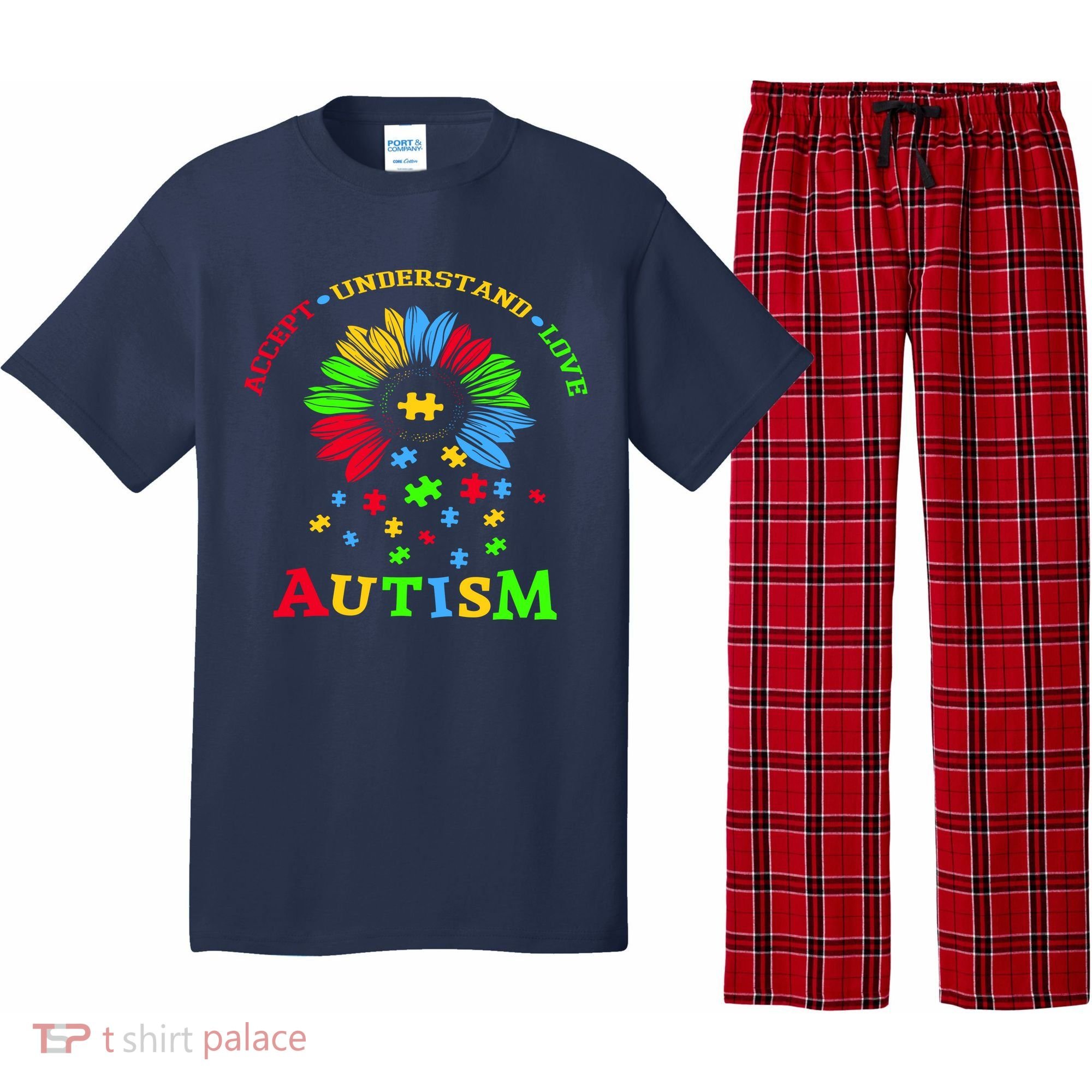 Autism Awareness Sunflower Puzzle Accept Understand Love Pajama Set