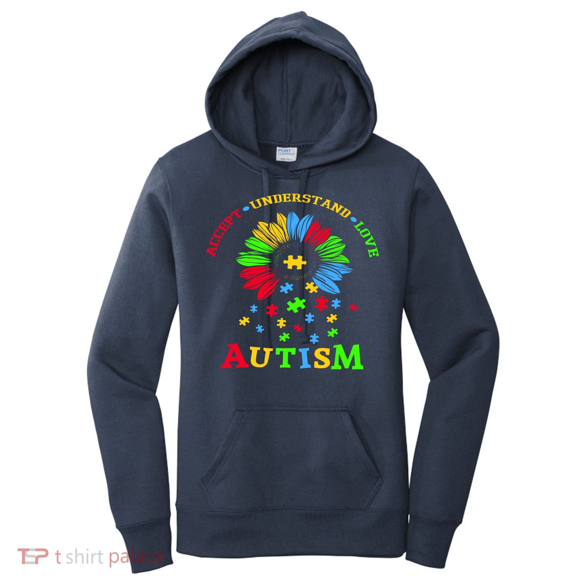 Autism Awareness Sunflower Puzzle Accept Understand Love Women's Hoodie