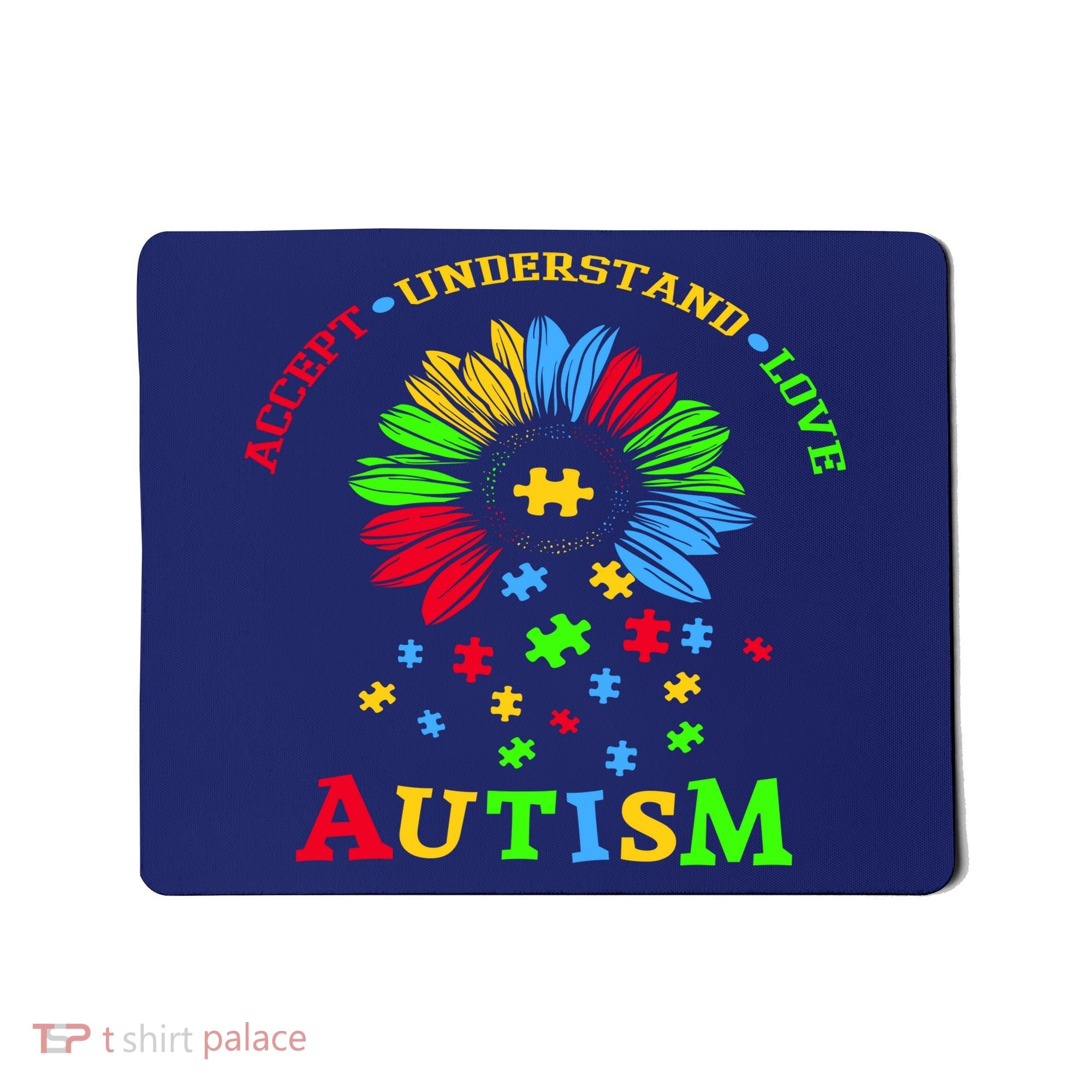 Autism Awareness Sunflower Puzzle Accept Understand Love Mousepad