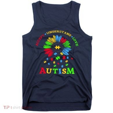 Autism Awareness Sunflower Puzzle Accept Understand Love Tank Top