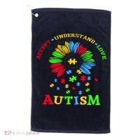 Autism Awareness Sunflower Puzzle Accept Understand Love Golf Towel thumb 0